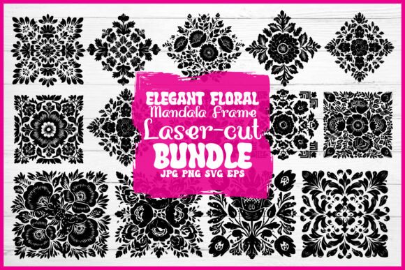 Download Elegant Floral Mandala Frame Laser Cut Bundle - Premium Resources