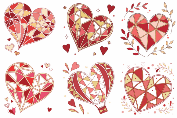 Download Geometric Hearts - Premium Resources